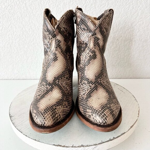 Lane PLAIN JANE Womens Cowboy Bootie 10.5 Western Brown Snakeprint Cowgirl Ankle - Picture 4 of 11